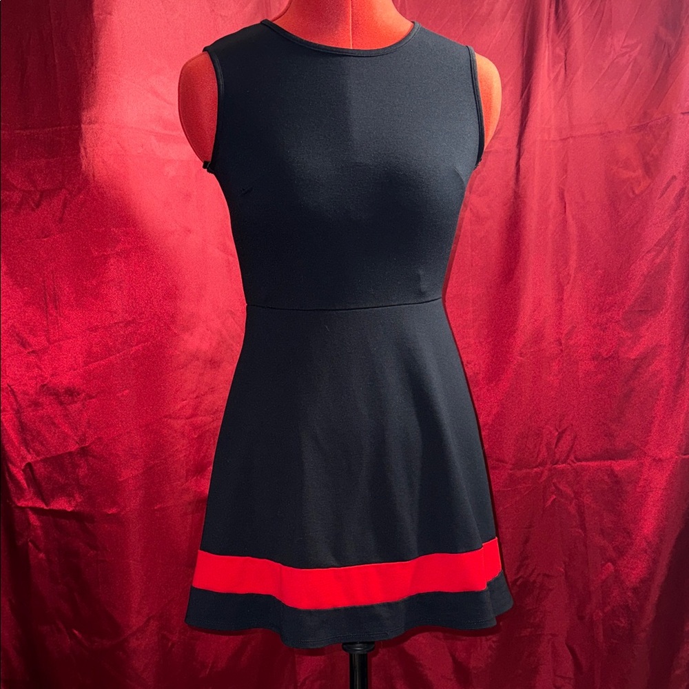 Black Mini Dress with Red Stripes